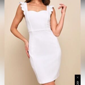 Lulus Miriam white ruffled dress